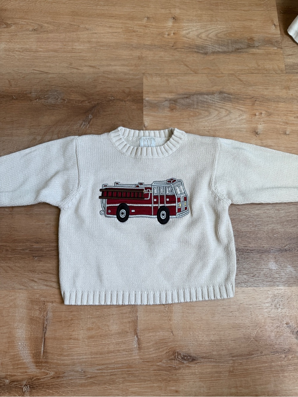 Vintage GAP Cream Sweater with Red Fire Truck